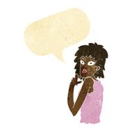 cartoon surprised woman with speech bubble N6