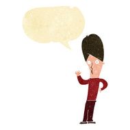 cartoon man waving with speech bubble