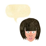 cartoon annoyed girl with big hair speech bubble N2