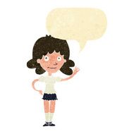 cartoon woman waving with speech bubble N4