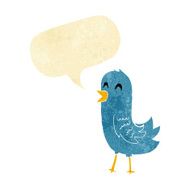 cartoon happy bird with speech bubble