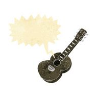 cartoon guitar with speech bubble