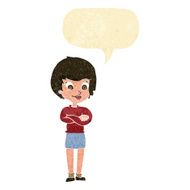 cartoon proud woman with speech bubble N2