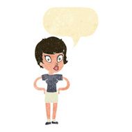 cartoon woman with hands on hips speech bubble N5