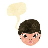 cartoon serious face with speech bubble N2