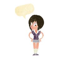 cartoon woman with hands on hips speech bubble N6