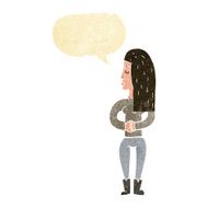 cartoon woman ignoring with speech bubble