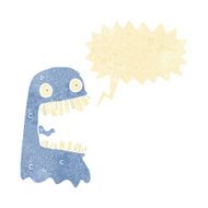 cartoon gross ghost with speech bubble N4