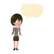 cartoon annoyed woman with speech bubble N5