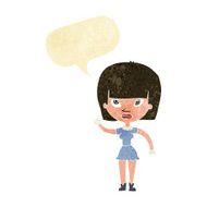 cartoon woman waving with speech bubble N5