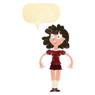 cartoon pretty girl with shocked expression speech bubble