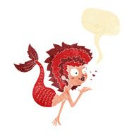cartoon mermaid blowing a kiss with speech bubble N2