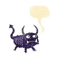 cartoon little demon with speech bubble N2