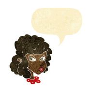 cartoon suspicious woman with speech bubble