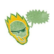 cartoon flaming pirate skull with speech bubble N2