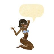 cartoon sexy bikini girl with speech bubble