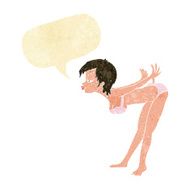 cartoon pin up girl in underwear with speech bubble