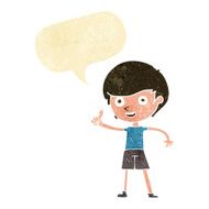 cartoon boy giving thumbs up symbol with speech bubble N2