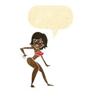 cartoon woman in bikini with speech bubble N3