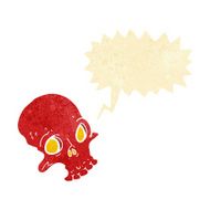 cartoon spooky skull with speech bubble N10