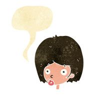 cartoon surprised female face with speech bubble N4