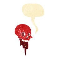gross halloween skull cartoon with speech bubble