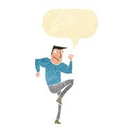 cartoon man jogging on spot with speech bubble N2