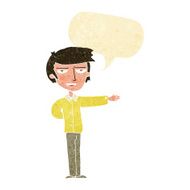 cartoon man gesturing welcome with speech bubble N2