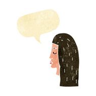 cartoon female face profile with speech bubble