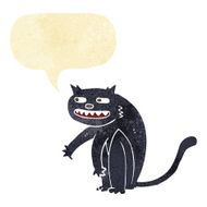 cartoon black cat with speech bubble N2