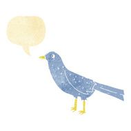 cartoon crow with speech bubble
