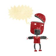funny cartoon robot with open head speech bubble N2