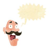 cartoon frightened old man with speech bubble