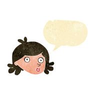 cartoon pretty face with speech bubble