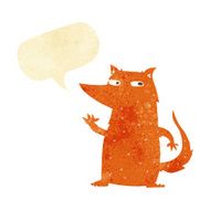 cartoon fox waving with speech bubble