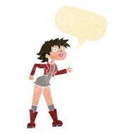 cartoon girl in leather jacket with speech bubble N2