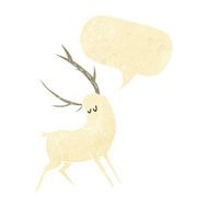 cartoon white stag with speech bubble