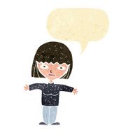 cartoon woman with open arms speech bubble N3
