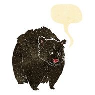huge black bear cartoon with speech bubble