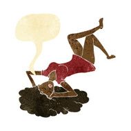 cartoon woman lying on floor with speech bubble N2