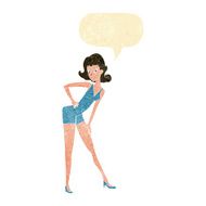cartoon model woman posing with speech bubble N2