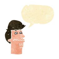 cartoon nervous man with speech bubble N6