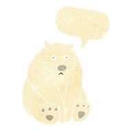 cartoon unhappy polar bear with speech bubble
