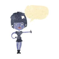 cartoon vampire girl giving thumbs up sign with speech bubble
