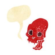cartoon spooky vampire skull with speech bubble