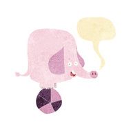 cartoon circus elephant with speech bubble