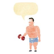 cartoon man lifting weights with speech bubble N2
