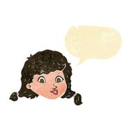 cartoon pretty female face with speech bubble N2