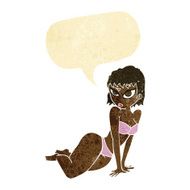 cartoon sexy woman in underwear with speech bubble N2