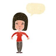 cartoon woman shrugging shoulders with speech bubble N5